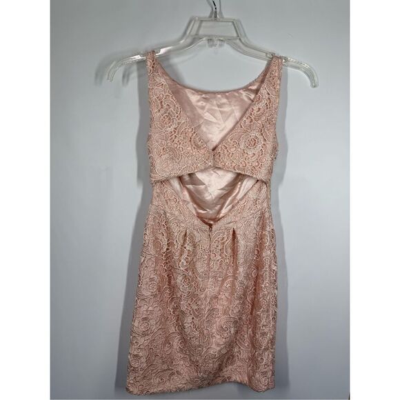 Aiden Mattox open back lace overlay mini sheath dress size 4 - Picture 8 of 12